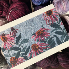 Load image into Gallery viewer, Floral-patterned card with yarn balls in the background
