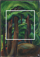 Load image into Gallery viewer,  Emily Carr's Western Forest painted in 1931, with the square to distinguish the are used in the pattern/kit

