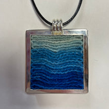 Load image into Gallery viewer, Silver and Wool Pendant / Blue Square
