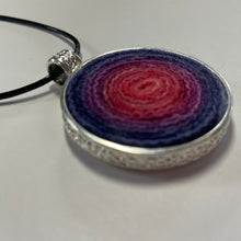 Load image into Gallery viewer, Silver and Wool Pendant / Circle of Pink and Purple
