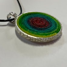Load image into Gallery viewer, Silver and Wool Pendant / Green and Red Circle
