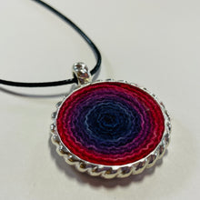 Load image into Gallery viewer, Silver and Wool Pendant / Red and Blues
