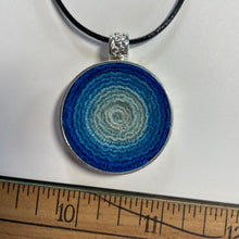 Load image into Gallery viewer, Silver and Wool Pendant / Circle of Blues
