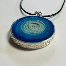 Load image into Gallery viewer, Silver and Wool Pendant / Circle of Blues
